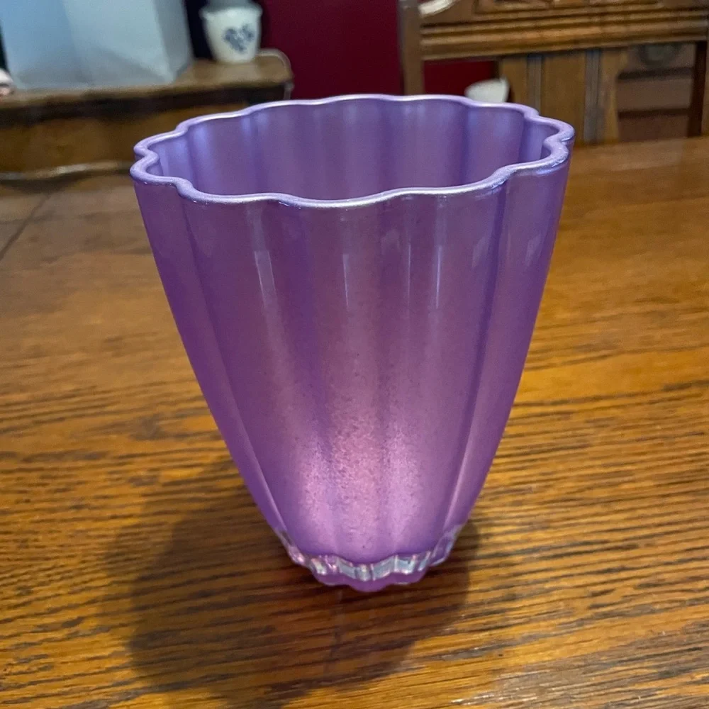Iridescent Purple Fluted Glass Vase - Home Accents